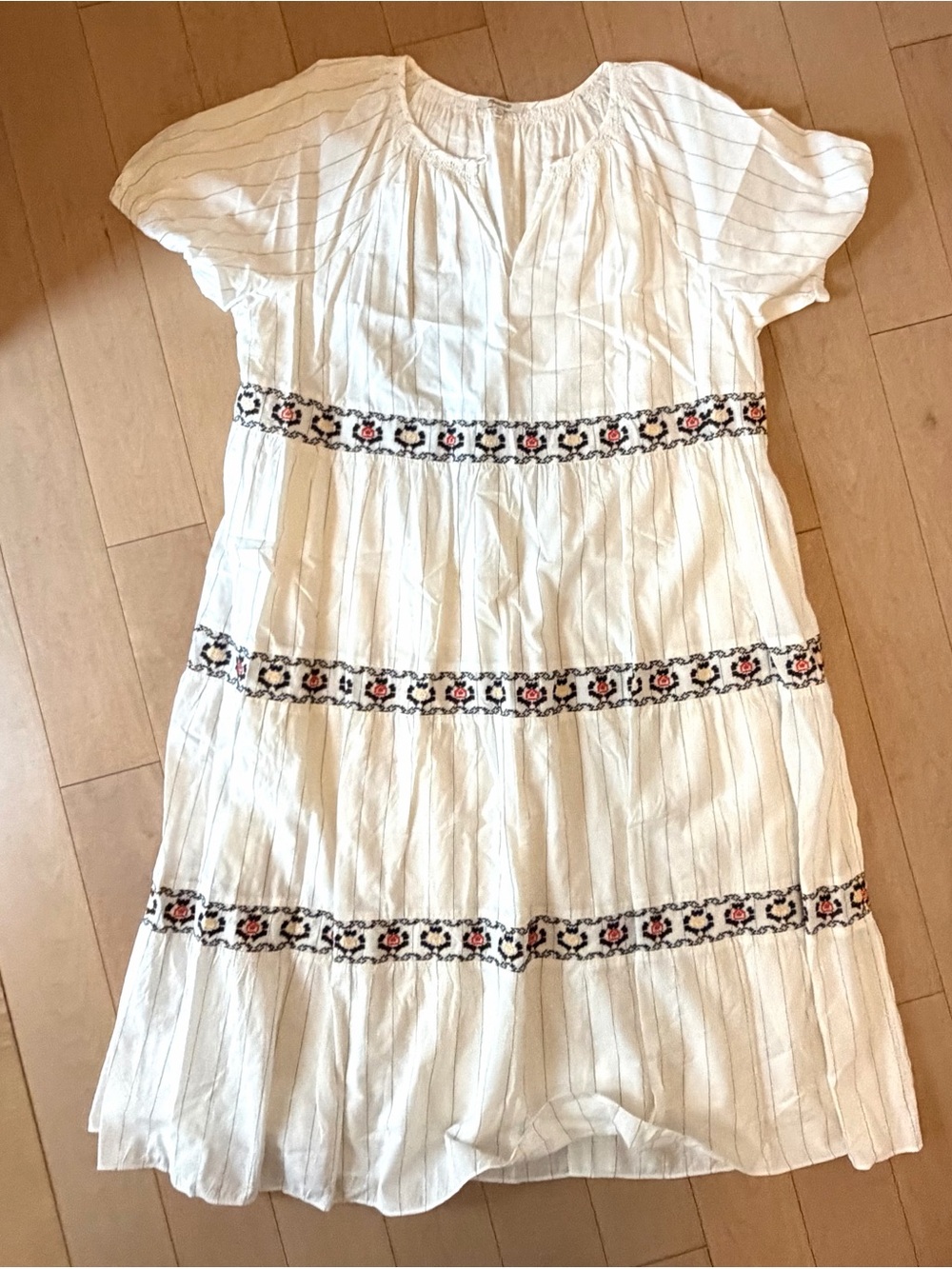 Madewell White Embroidered Tiered Dress NWOT